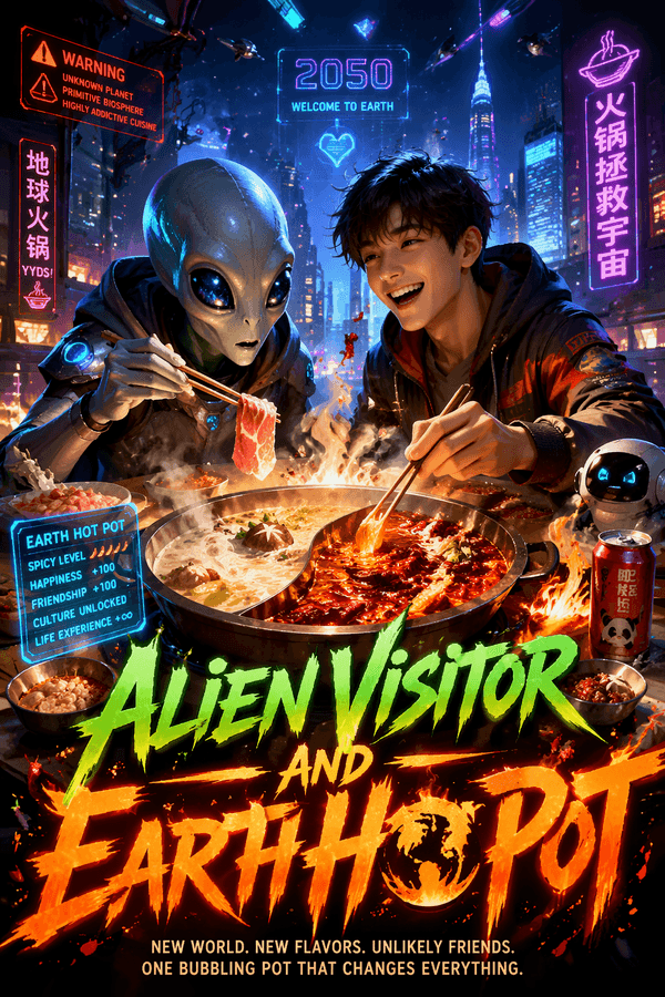 Alien Visitor and Earth Hot Pot