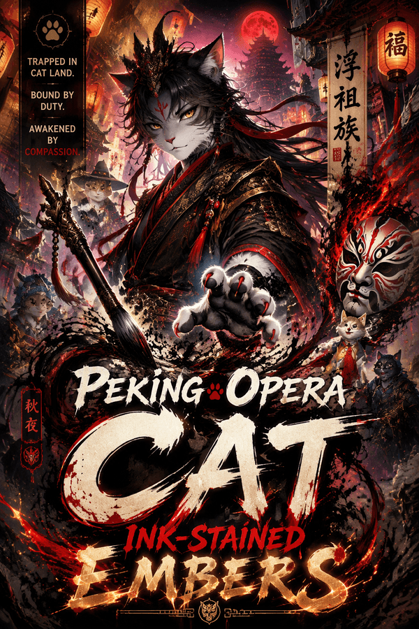 Peking Opera Cat: Ink-Stained Embers