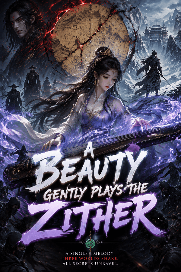 A Beauty Gently Plays the Zither