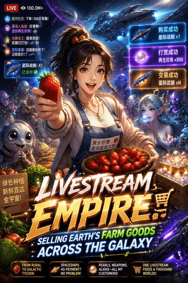 Livestream Empire: Selling Earth's Farm Goods Across the Galaxy