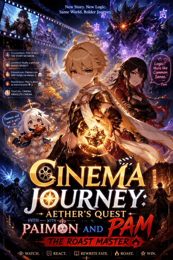 Cinema Journey: Aether's Quest with Paimon and Pam the Roast Master