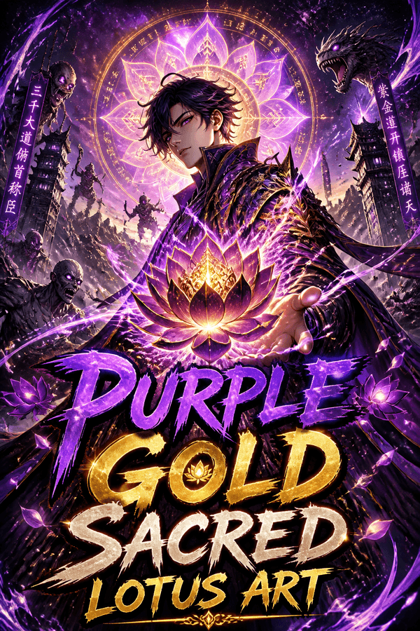 Purple Gold Sacred Lotus Art