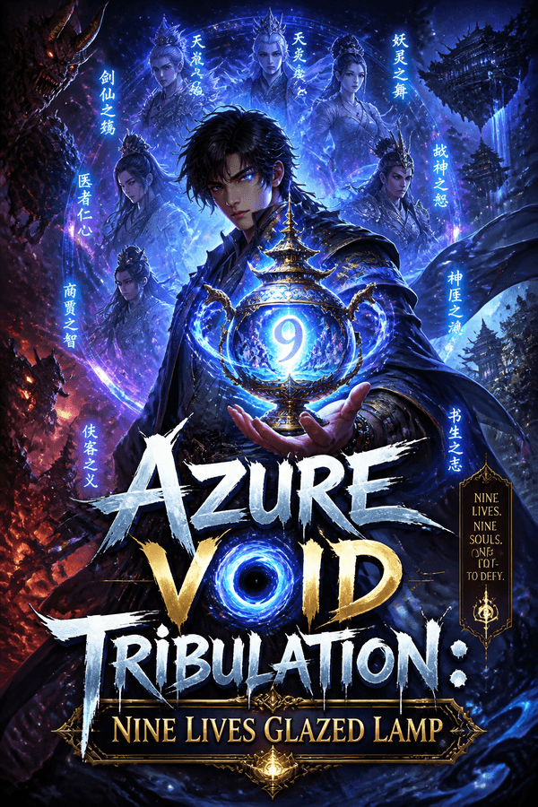 Azure Void Tribulation: Nine Lives Glazed Lamp